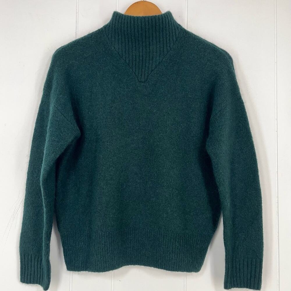 Madewell Dillon Cropped Sweater Ribbed Mock Neck Wool Alpaca Size XS Dark Green - Picture 16 of 16